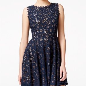 Navy city studio lace dress.